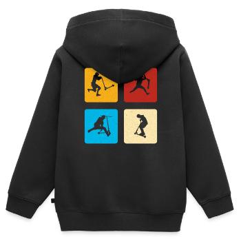 Stunt Scooter - Kinder Premium Organic Zip Hoodie - Schwarz - Hinten - AI Model Kid Male (0cm)