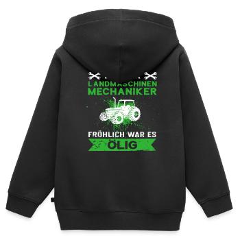 Landmaschinenmechaniker Landmaschinen Beruf Spruch - Kinder Premium Organic Zip Hoodie - Schwarz - Hinten - AI Model Kid Male (0cm)