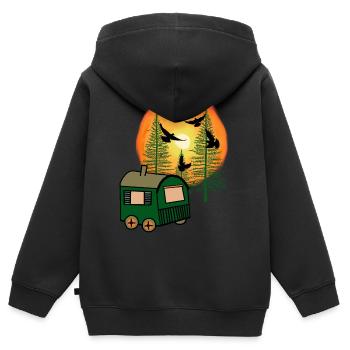 Kleine Hütte Haus Bauwagen Naturliebhaber Freiheit - Kinder Premium Organic Zip Hoodie - Schwarz - Hinten - AI Model Kid Male (0cm)