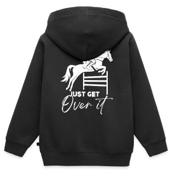 Cheval, chevaux, filles et chevaux - Sweat Premium à capuche zippé enfant bio - noir - Dos - AI Model Kid Male (0cm)