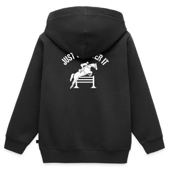 Cheval, chevaux, filles et chevaux - Sweat Premium à capuche zippé enfant bio - noir - Dos - AI Model Kid Male (0cm)
