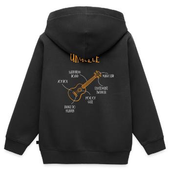 Anatomie d’un ukulélé - Sweat Premium à capuche zippé enfant bio - noir - Dos - AI Model Kid Male (0cm)