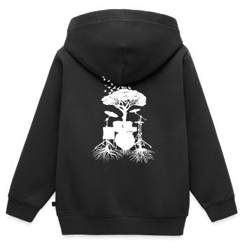 Schlagzeugerwurzeln, Drumsticks - Kinder Premium Organic Zip Hoodie - Schwarz - Hinten - AI Model Kid Male (0cm)