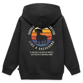 Dackel, Weiner Hundeliebhaber - Kinder Premium Organic Zip Hoodie - Schwarz - Hinten - AI Model Kid Male (0cm)