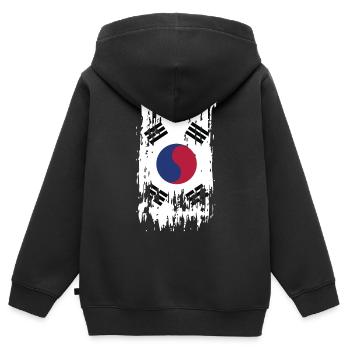 Corée du Sud Corée du Sud Corée du Sud - Sweat Premium à capuche zippé enfant bio - noir - Dos - AI Model Kid Male (0cm)