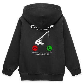Grue - Sweat Premium à capuche zippé enfant bio - noir - Dos - AI Model Kid Male (0cm)