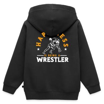 Ringer Ringen Trainer Ringen Geschenk - Kinder Premium Organic Zip Hoodie - Schwarz - Hinten - AI Model Kid Male (0cm)