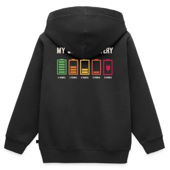 Meine Soziale Batterie Ist Niedrig - Kinder Premium Organic Zip Hoodie - Schwarz - Hinten - AI Model Kid Male (0cm)