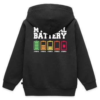 Meine Soziale Batterie Ist Niedrig - Kinder Premium Organic Zip Hoodie - Schwarz - Hinten - AI Model Kid Male (0cm)