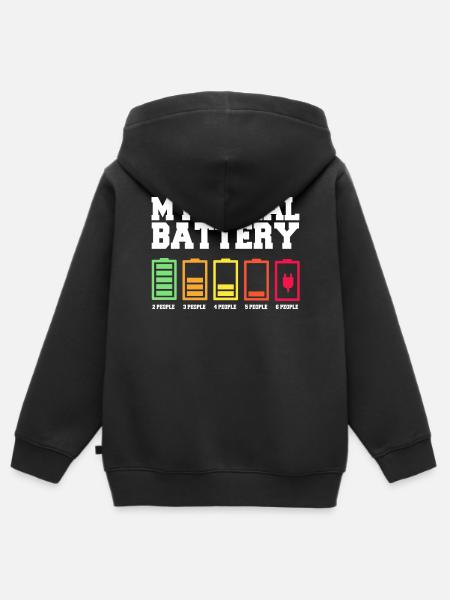My social battery is low - Kids Premium Organic Zip-up Hoodie - black