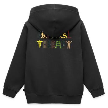 Physiotherapie - Kinder Premium Organic Zip Hoodie - Schwarz - Hinten - AI Model Kid Male (0cm)