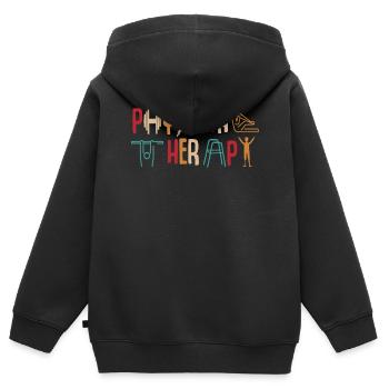 Physiotherapie - Kinder Premium Organic Zip Hoodie - Schwarz - Hinten - AI Model Kid Male (0cm)