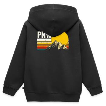 PNW Pacifique Nord-Ouest Bigfoot - Sweat Premium à capuche zippé enfant bio - noir - Dos - AI Model Kid Male (0cm)