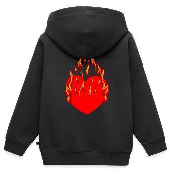 Herz Feuer Flamme Inferno Liebe verliebt Beziehung - Kinder Premium Organic Zip Hoodie - Schwarz - Hinten - AI Model Kid Male (0cm)