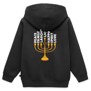 Friedensfamilie Jüdisch, Hanukah, Chanukka - Kinder Premium Organic Zip Hoodie - Schwarz - Hinten - AI Model Kid Male (0cm)