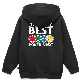 Jetons de poker C’est mon meilleur maillot de poker Funny Poker - Sweat Premium à capuche zippé enfant bio - noir - Dos - AI Model Kid Male (0cm)
