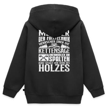 Meister der Holzfäller, Spalter des Holzes - Kinder Premium Organic Zip Hoodie - Schwarz - Hinten - AI Model Kid Male (0cm)