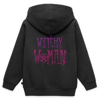 Femme sorcière, sorcellerie, Wicca - Sweat Premium à capuche zippé enfant bio - noir - Dos - AI Model Kid Male (0cm)
