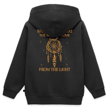 Femme sorcière, sorcellerie, Wicca - Sweat Premium à capuche zippé enfant bio - noir - Dos - AI Model Kid Male (0cm)
