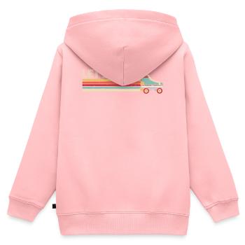 Patin à roulettes, patin à roulettes, patin à roulettes - Sweat Premium à capuche zippé enfant bio - rose - Dos - AI Model Kid Female (0cm)