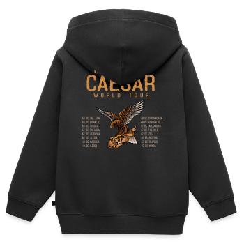 Gaius Julius Caesar World Tour, Antike Römer - Kinder Premium Organic Zip Hoodie - Schwarz - Hinten - AI Model Kid Male (0cm)