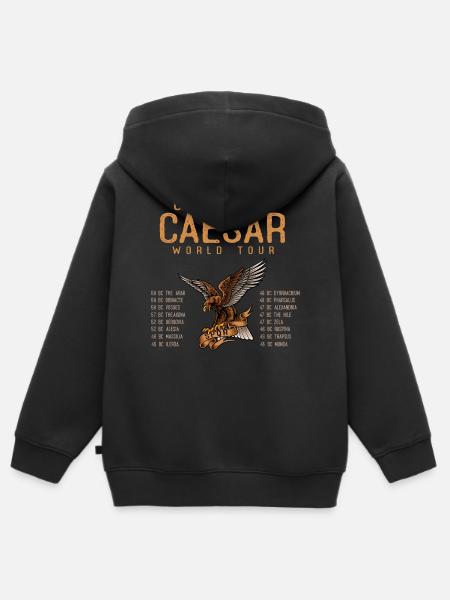 Gaio Giulio Cesare World Tour, Antichi Romani - Felpa Premium con cappuccio con zip bambino bio - nero