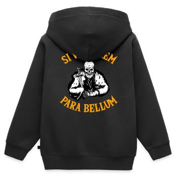 SI VIS Pacem Para Bellum - Sweat Premium à capuche zippé enfant bio - noir - Dos - AI Model Kid Male (0cm)