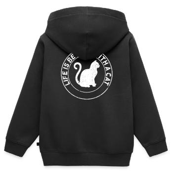 Katzenliebhaber Spruch - Kinder Premium Organic Zip Hoodie - Schwarz - Hinten - AI Model Kid Male (0cm)