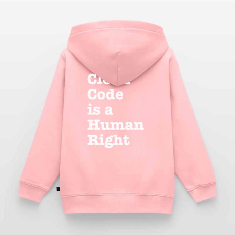 Clean Code is a Human Right - Funny Gift Programer Kinder Premium Organic Zip Hoodie
