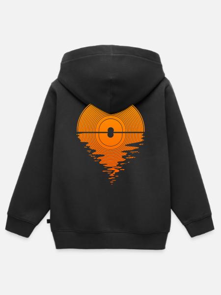 Vinyl Sunset Vinyl Record LP Audiophile - Kids Premium Organic Zip-up Hoodie - black
