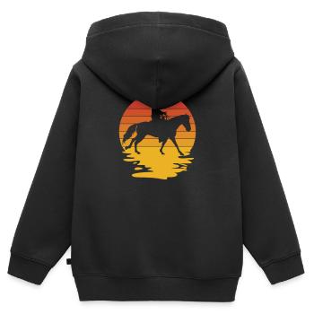 Cavalier Équitation Cavalier Cheval Chevaux Course de chevaux - Sweat Premium à capuche zippé enfant bio - noir - Dos - AI Model Kid Male (0cm)