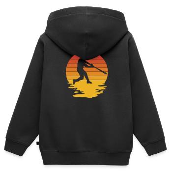 Baseball Baseball Bat Baseball Player Lanceur - Sweat Premium à capuche zippé enfant bio - noir - Dos - AI Model Kid Male (0cm)