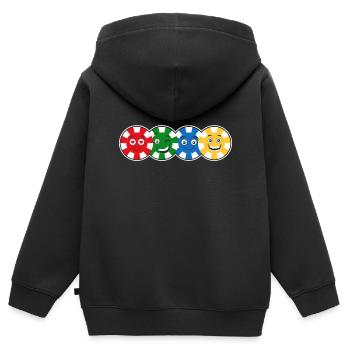 Joueurs de poker Jetons de poker Face Poker - Sweat Premium à capuche zippé enfant bio - noir - Dos - AI Model Kid Male (0cm)