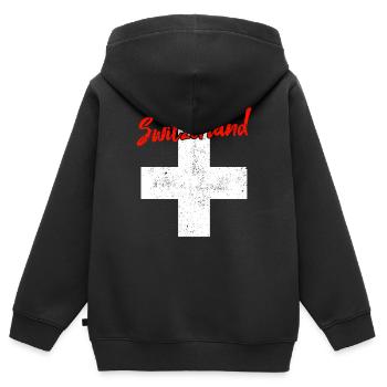 Suisse Suisse - Sweat Premium à capuche zippé enfant bio - noir - Dos - AI Model Kid Male (0cm)