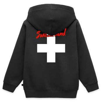 Suisse Suisse - Sweat Premium à capuche zippé enfant bio - noir - Dos - AI Model Kid Male (0cm)