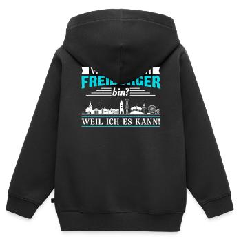Freiburg | Lustiges Freiburger Sprüche Geschenk - Kinder Premium Organic Zip Hoodie - Schwarz - Hinten - AI Model Kid Male (0cm)