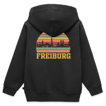 Freiburg | Freiburg Skyline Retro - Kinder Premium Organic Zip Hoodie - Schwarz - Hinten - AI Model Kid Male (0cm)