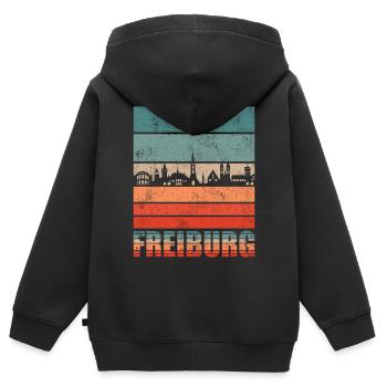 Freiburg - Kinder Premium Organic Zip Hoodie - Schwarz - Hinten - AI Model Kid Male (0cm)