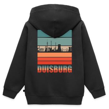 Duisburg Stadt Ruhrgebiet Skyline - Kinder Premium Organic Zip Hoodie - Schwarz - Hinten - AI Model Kid Male (0cm)