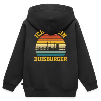 Retro Duisburg - Kinder Premium Organic Zip Hoodie - Schwarz - Hinten - AI Model Kid Male (0cm)