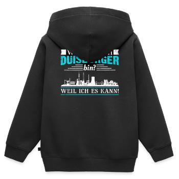 Warum ich Duisburger bin? Weil ich es kann! - Kinder Premium Organic Zip Hoodie - Schwarz - Hinten - AI Model Kid Male (0cm)