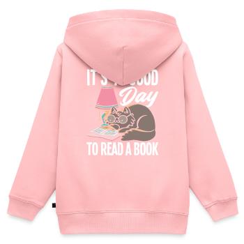 Buch Bücher Leseratte - Kinder Premium Organic Zip Hoodie - Rosa - Hinten - AI Model Kid Female (0cm)