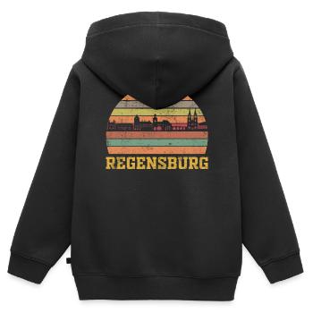 Regensburg - Kinder Premium Organic Zip Hoodie - Schwarz - Hinten - AI Model Kid Male (0cm)