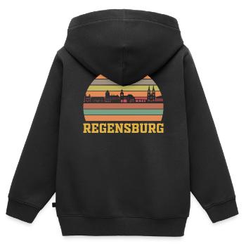 Regensburg - Kinder Premium Organic Zip Hoodie - Schwarz - Hinten - AI Model Kid Male (0cm)