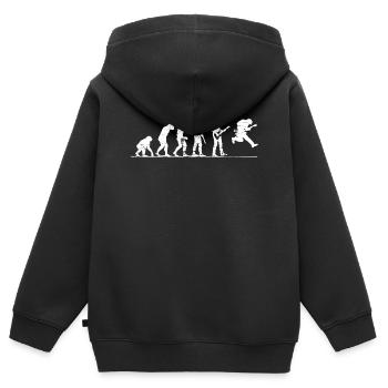 Guitariste Evolution, guitariste - Sweat Premium à capuche zippé enfant bio - noir - Dos - AI Model Kid Male (0cm)