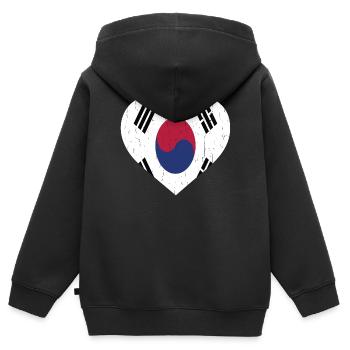 SOUTH KOREA - Kinder Premium Organic Zip Hoodie - Schwarz - Hinten - AI Model Kid Male (0cm)