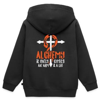 Alchemie Kostet Nur Ein Arm Und Ein Bein - Kinder Premium Organic Zip Hoodie - Schwarz - Hinten - AI Model Kid Male (0cm)