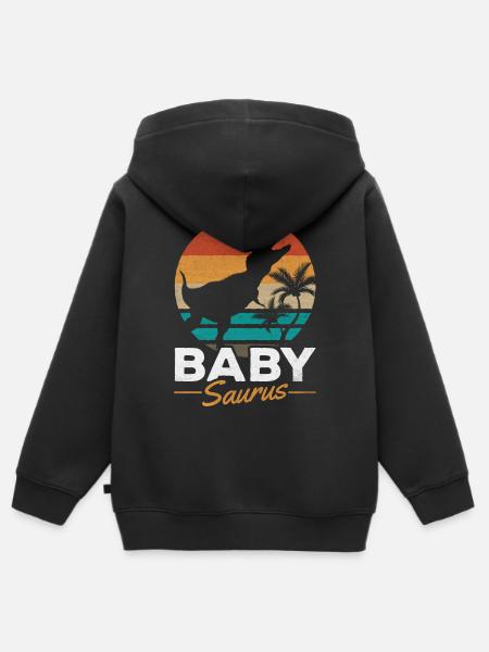 BabySaurus Rex Dinosaurier Baby Dino - Premium børne zip-hættetrøje økologisk - sort