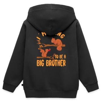 Großer Bruder Eichhörnchen Ich werde Großer Bruder - Kinder Premium Organic Zip Hoodie - Schwarz - Hinten - AI Model Kid Male (0cm)