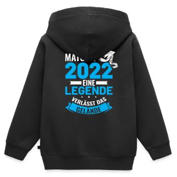 Matura Abschluss 2022 Matura 2022 Abschlussklasse - Kinder Premium Organic Zip Hoodie - Schwarz - Hinten - AI Model Kid Male (0cm)